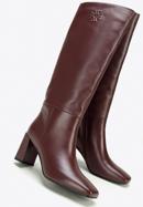 Women's monogram knee high boots, plum, 97-D-513-0-38, Photo 7