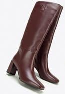 Women's monogram knee high boots, plum, 97-D-513-0-41, Photo 7