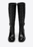 Women's leather knee high boots with quilted upper, black, 97-D-506-1-36, Photo 3