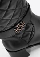 Women's leather knee high boots with quilted upper, black, 97-D-506-1-37, Photo 7