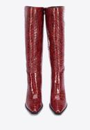 Patent leather high heeled boots, burgundy, 95-D-507-3-38, Photo 3