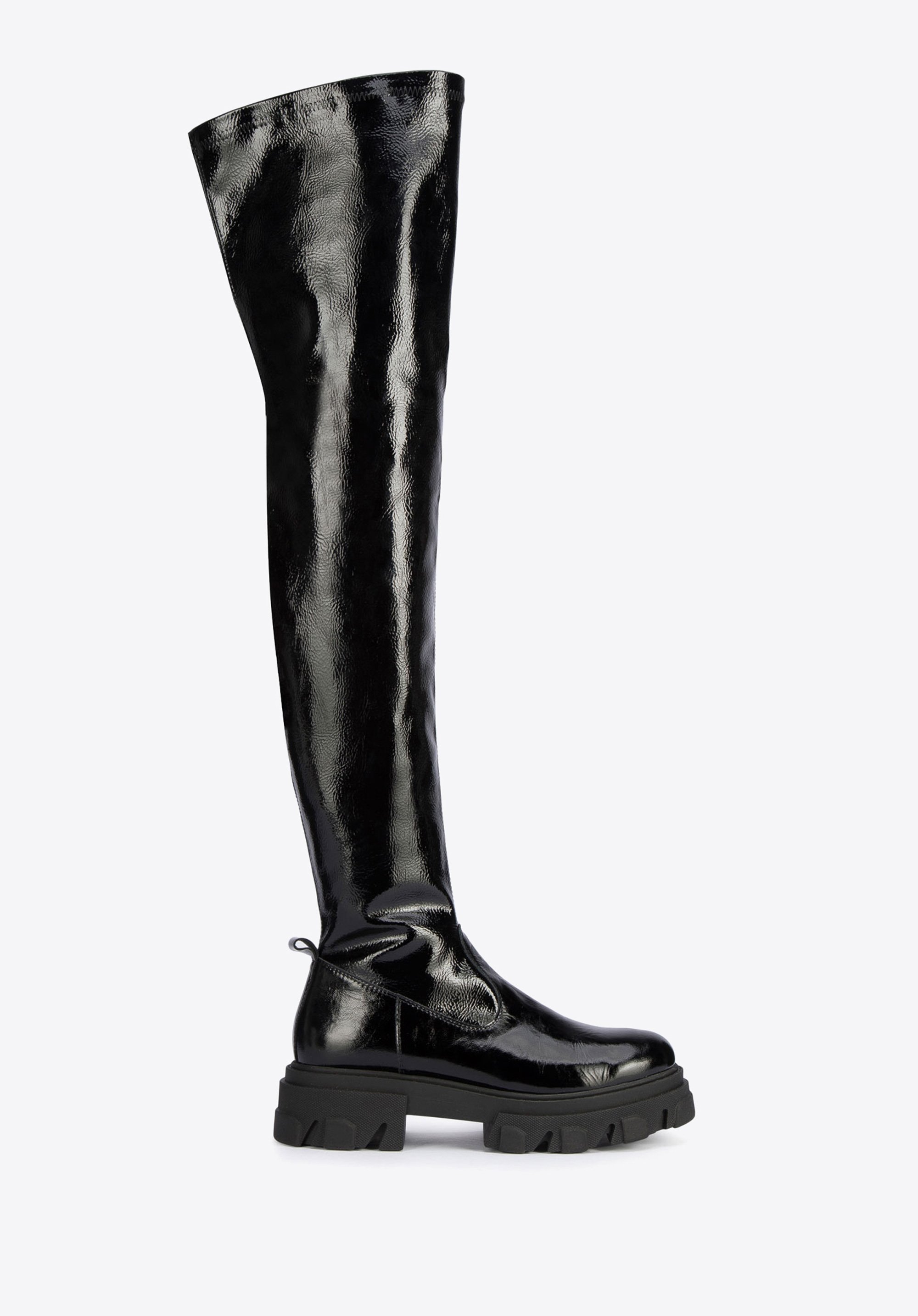 Tall black outlet patent leather boots