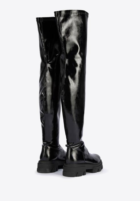 Patent leather thigh high boots, black, 95-D-803-1L-36, Photo 4