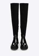 Women's patent leather over the knee boots with chain detail, black, 97-D-502-1L-36, Photo 3
