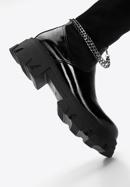 Women's patent leather over the knee boots with chain detail, black, 97-D-502-1L-36, Photo 6