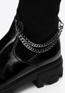 Women's patent leather over the knee boots with chain detail, black, 97-D-502-1L-36, Photo 7