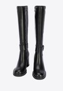 Women's block heel leather boots, black, 95-D-516-1-37, Photo 2