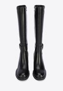 Women's block heel leather boots, black, 95-D-516-1-37, Photo 3
