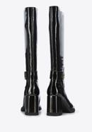 Women's block heel leather boots, black-silver, 95-D-516-1L-38, Photo 4