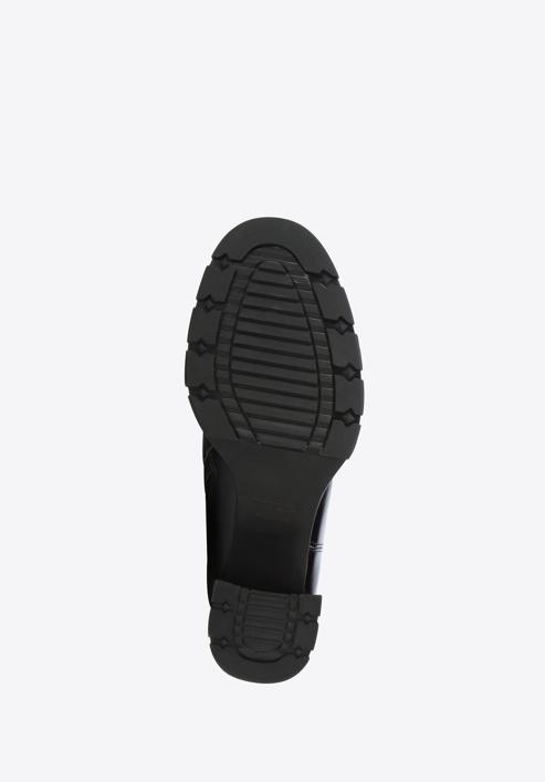 Women's block heel leather boots, black-silver, 95-D-516-1L-41, Photo 5