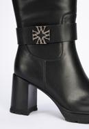 Women's block heel leather boots, black, 95-D-516-1L-37, Photo 7