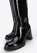 Women's block heel leather boots, black-silver, 95-D-516-1L-38, Photo 7