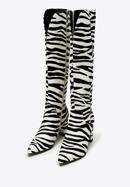 Textured leather knee high boots, white-black, 97-D-511-10-39, Photo 2