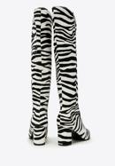 Textured leather knee high boots, white-black, 97-D-511-41-38, Photo 4