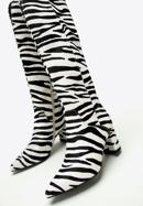 Textured leather knee high boots, white-black, 97-D-511-41-38, Photo 6