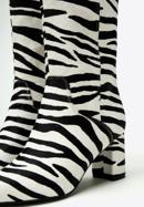 Textured leather knee high boots, white-black, 97-D-511-41-38, Photo 7