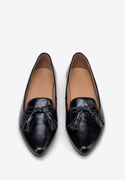 Women's leather tassel loafers, black, 98-D-958-4-38, Photo 3