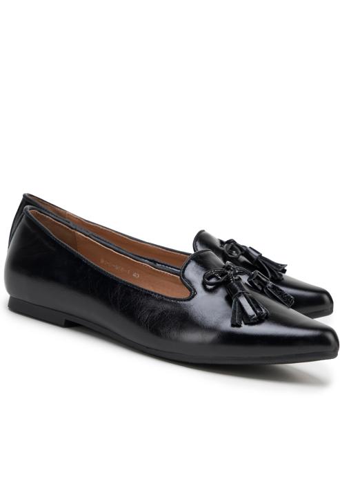 Women's leather tassel loafers, black, 98-D-958-4-35, Photo 4