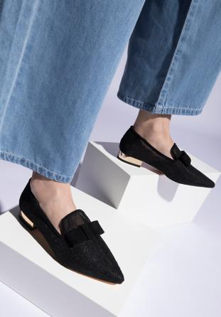 Women's low heel transparent loafers, black, 96-D-505-1-40, Photo 1