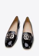 Patent leather loafers with circle ring detail, black, 96-D-104-9-38, Photo 2