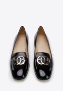 Patent leather loafers with circle ring detail, black, 96-D-104-9-38, Photo 3