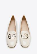 Patent leather loafers with circle ring detail, cream, 96-D-104-1-35, Photo 3