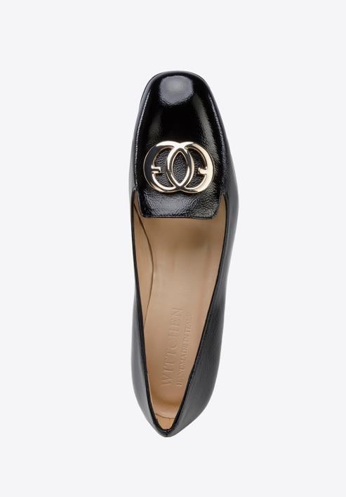 Patent leather loafers with circle ring detail, black, 96-D-104-9-38, Photo 4