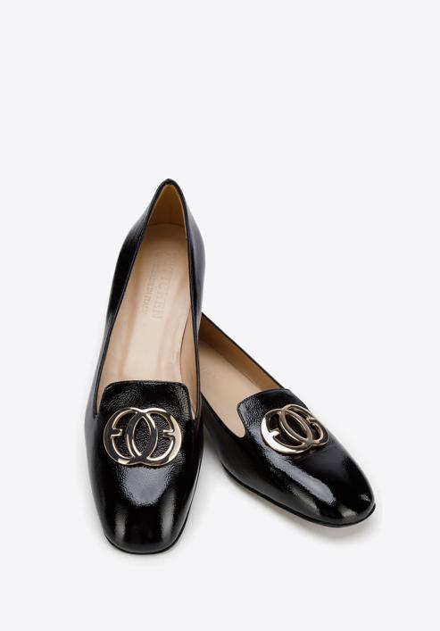 Patent leather loafers with circle ring detail, black, 96-D-104-9-38, Photo 7