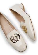 Patent leather loafers with circle ring detail, cream, 96-D-104-1-35, Photo 7