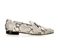Women's leather loafers with a snakeskin pattern, grey-black, 92-D-109-1-36, Photo 1