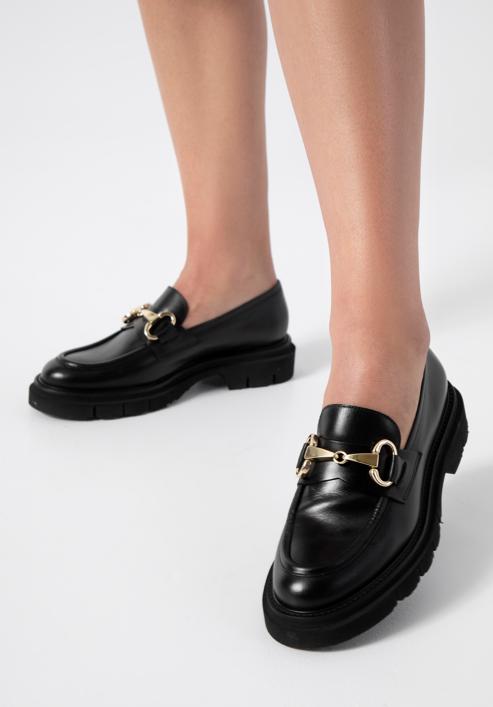 Women's lug sole bit loafers, black, 96-D-111-1-36, Photo 15