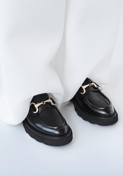 Women's lug sole bit loafers, black, 96-D-111-1-37, Photo 16