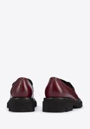 Leather moccasins with chain strap, burgundy, 95-D-104-3-41, Photo 4