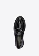 Leather moccasins with chain strap, black, 95-D-104-1-40, Photo 6