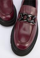 Leather moccasins with chain strap, burgundy, 95-D-104-3-41, Photo 8