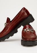 Women's leather moccasins with chain strap, burgundy, 93-D-531-1G-40, Photo 6