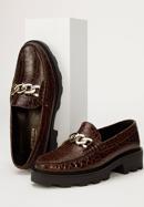 Women's leather moccasins with chain strap, brown, 93-D-531-1G-37, Photo 6