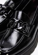 Women's leather chain detail moccasins, black, 96-D-112-1-38, Photo 7
