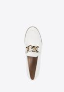 Leather platform moccasins with chain strap, cream, 96-D-100-9-41, Photo 4