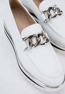 Leather platform moccasins with chain strap, white, 96-D-100-9-41, Photo 8