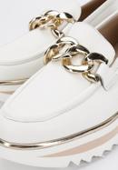 Leather platform moccasins with chain strap, cream, 96-D-100-9-41, Photo 8