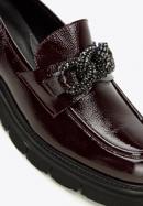 Women's leather moccasins with a crystal chain, burgundy, 97-D-106-1-40, Photo 8