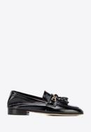 Patent leather moccasins with chain strap with tassel detail, black, 96-D-106-1-38, Photo 1