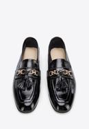 Patent leather moccasins with chain strap with tassel detail, black, 96-D-106-N-36, Photo 3