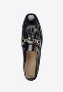 Patent leather moccasins with chain strap with tassel detail, black, 96-D-106-1-35, Photo 4