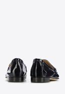 Patent leather moccasins with chain strap with tassel detail, dark navy blue, 96-D-106-1-37, Photo 4