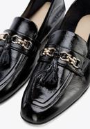 Patent leather moccasins with chain strap with tassel detail, black, 96-D-106-1-38, Photo 7