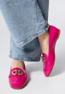 Women's patent leather moccasins with decorative buckle, pink, 98-D-106-1-36, Photo 15