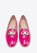 Women's patent leather moccasins with decorative buckle, pink, 98-D-106-1-38, Photo 3