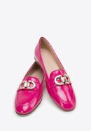 Women's patent leather moccasins with decorative buckle, pink, 98-D-106-9-37, Photo 4